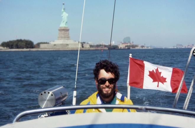 Paul Shard arriving in New York Harbor on first cruise south in 1989 © Sheryl Shard